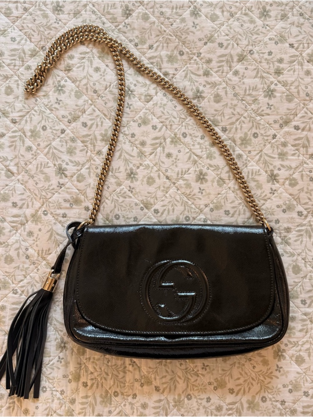 Vintage Gucci Black Patent Leather Soho Bag